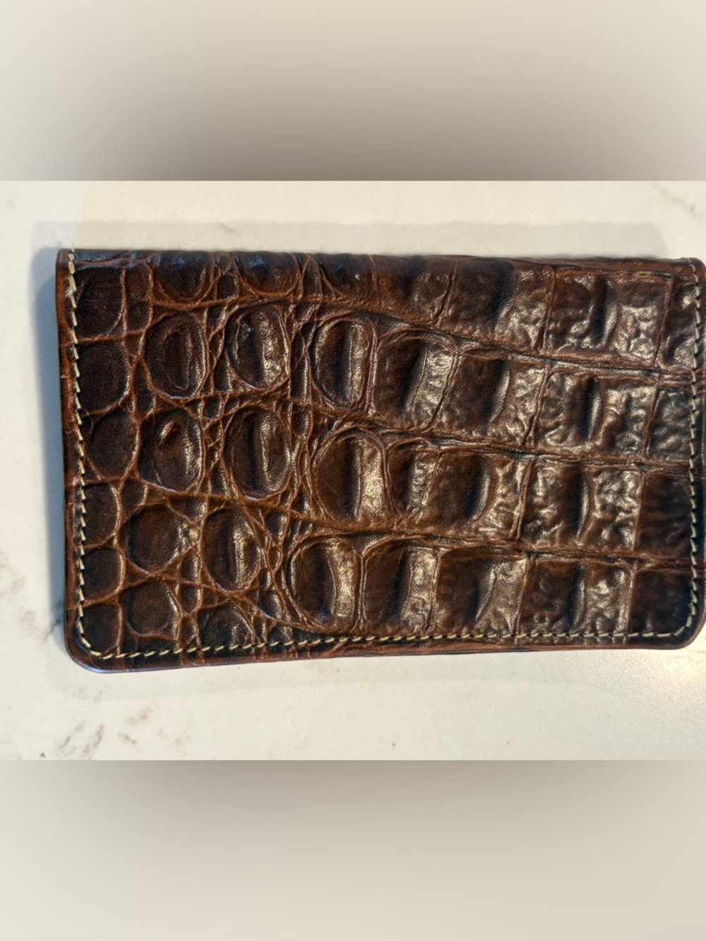 Brahmin Brown Croc Embossed bi fold Wallet